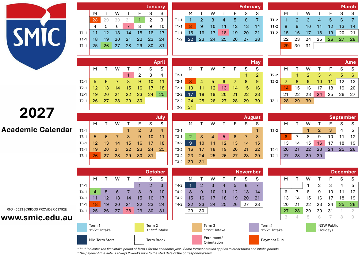 Academic Calendar 2027