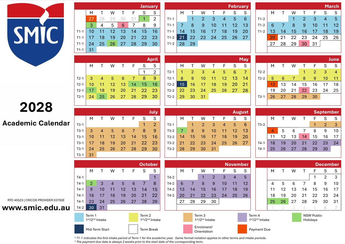 Academic Calendar 2028